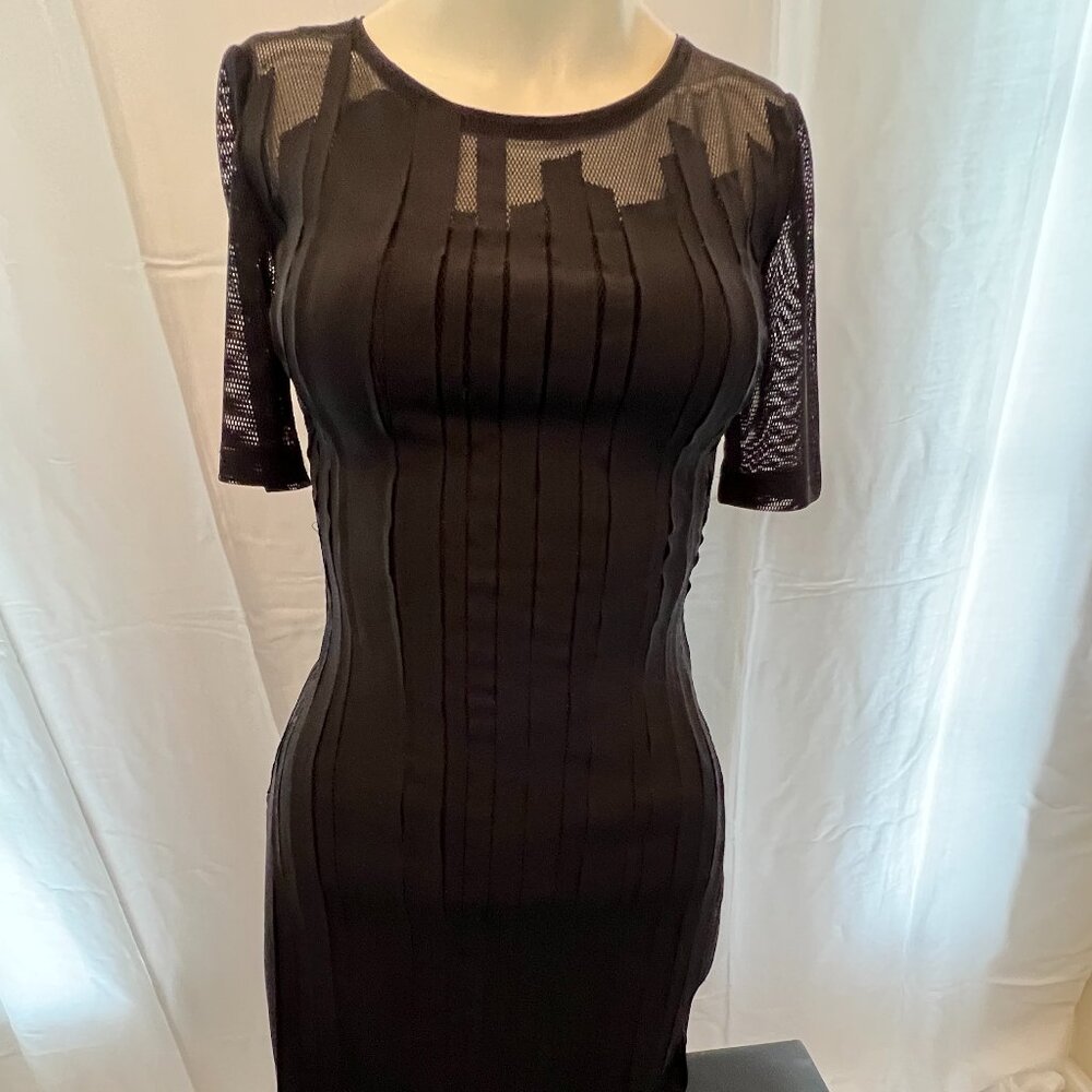 Elle Tahari Mesh Layer Dress Size 2 Black